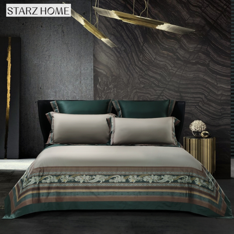 60S Floral Pattern Custom Comforter Cotton Bed Sheets for King Size Luxury Bedding Set