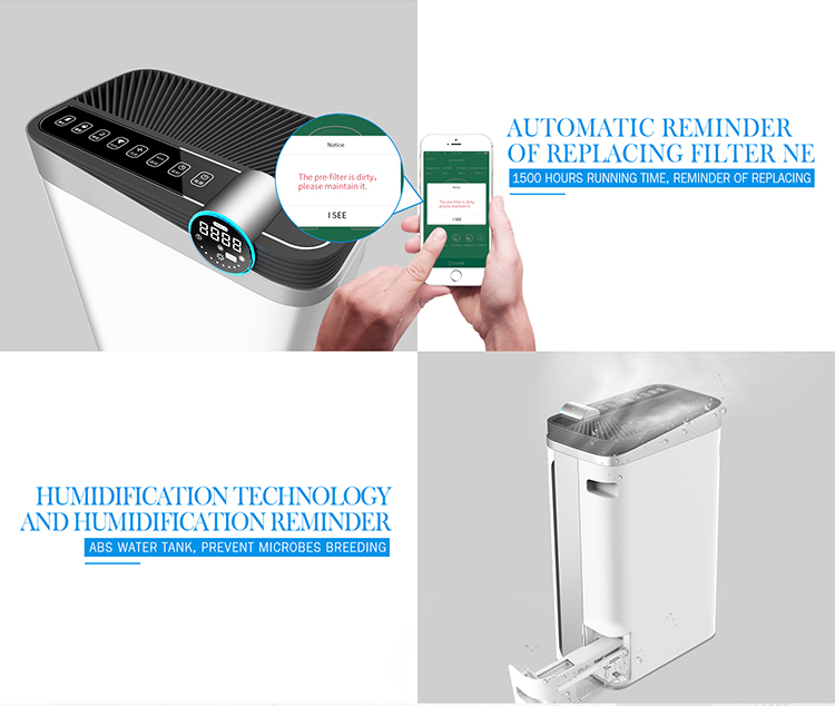 HOMEFISH HEPA UV Air Purifier With Odor Sensor 488m3/H