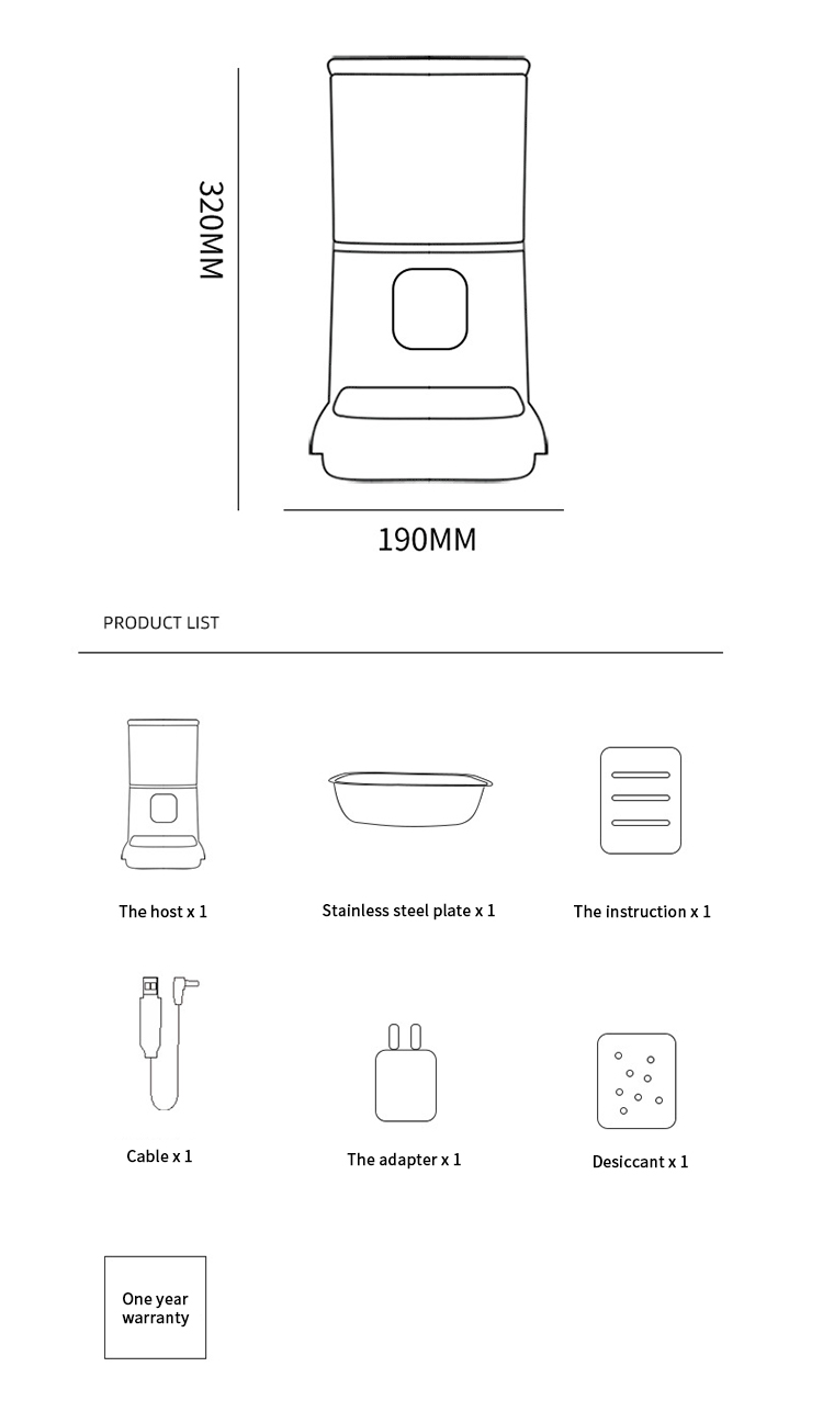 Plastic Smart Pet Feeder 600ml Automatic Cat Feeder Wifi 110V-240V