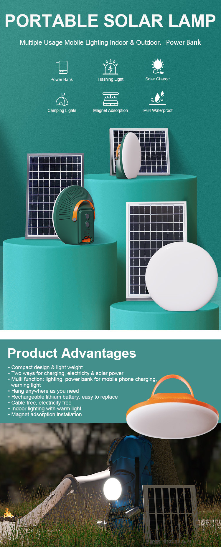 Electricity Charging Outdoor Solar Lamp IP66 Waterproof Energy LED Solar Lights