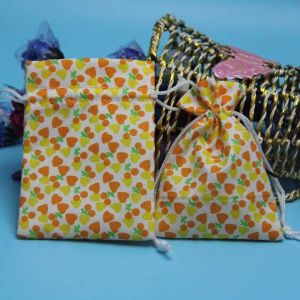 Recyclable 10*12cm Cotton Canvas Calico Bag With Drawstring