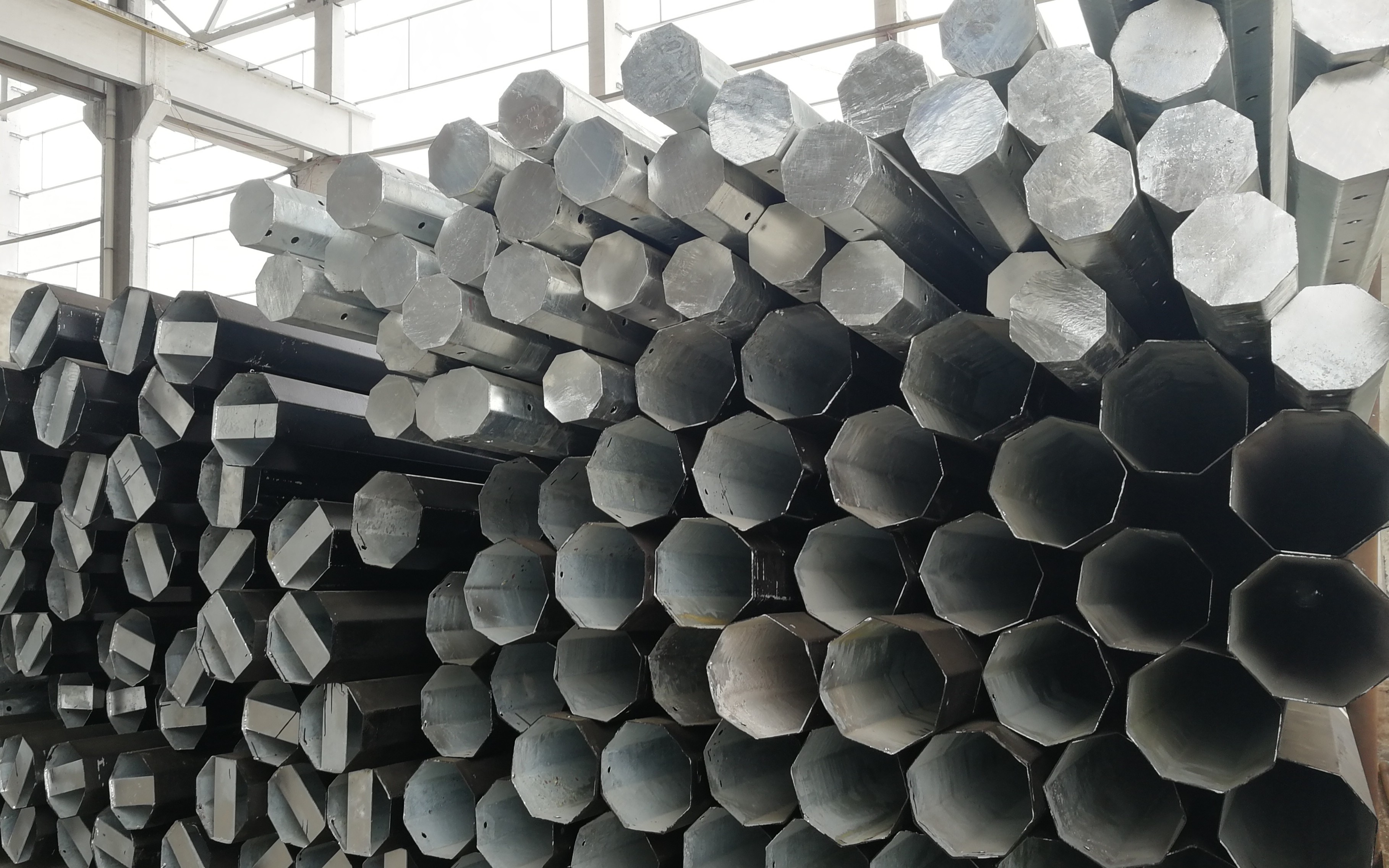 Dominican Power Transmission Line Galvanized Polygonal Steel Pole