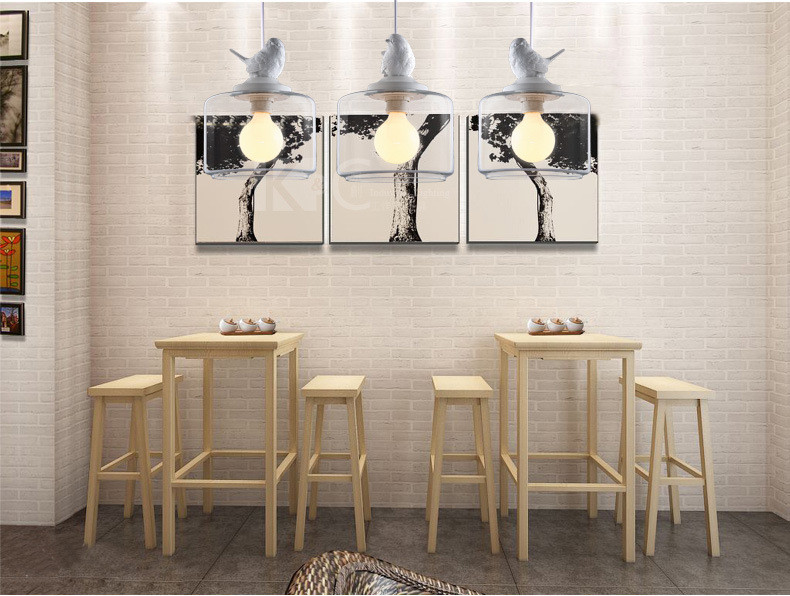 Glass Pendant Lamp Lanterns Restaurant Droplight Nordic Bird Hanglight(WH-VP-151)