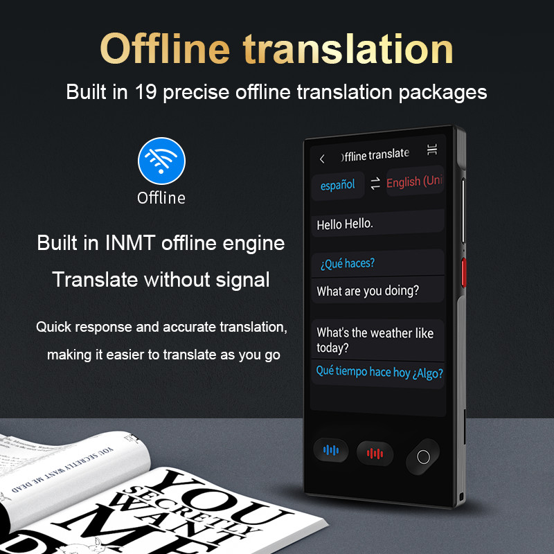 S35 AI Voice Smart Translator 4inch Portable ChatGPT Photo Scan Offline Translate Machine