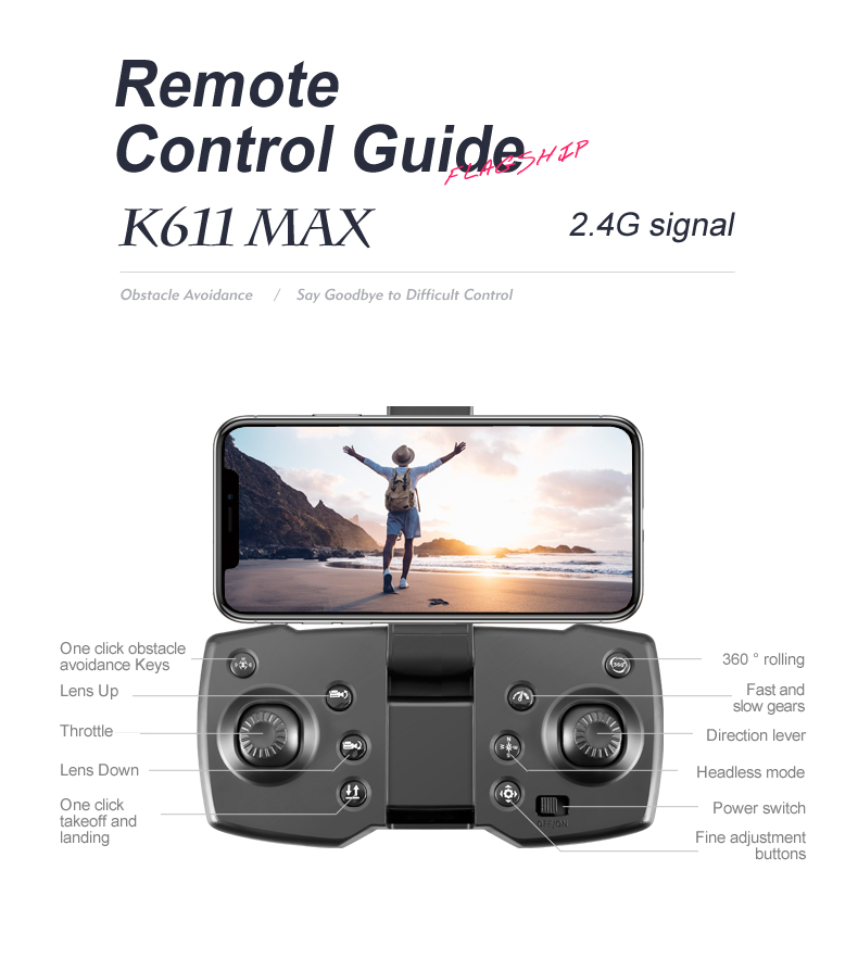 Mini Aerial Camera K818 Max 4k Drone with Brushless Optical Flow Positioning and 2.4g Wifi Fpv Control Type Remote Control