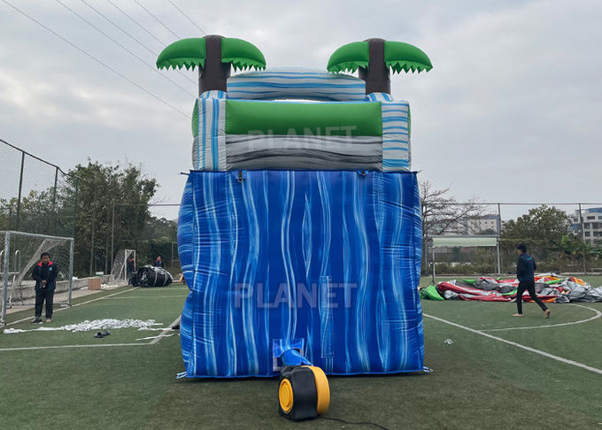 Jungle Palm Tree Theme EN71 Inflatable Water Slide With Pool