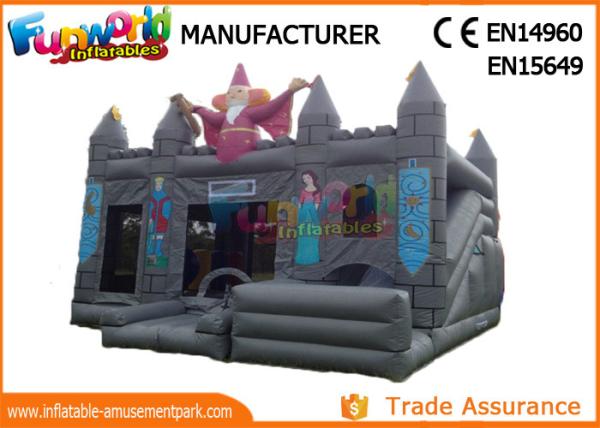 Gray Kids Inflatable Castle / Blow Up Bouncer Slide For Kindergarten / Amusement