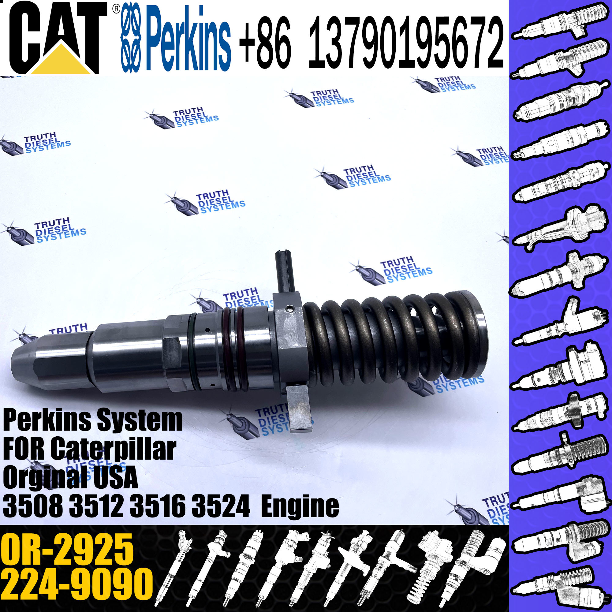 High quality 4P9076 4P-9076 4P9077 4P-9077 Diesel Engine Fuel Injector 7E-3383 0R-2925 for CAT