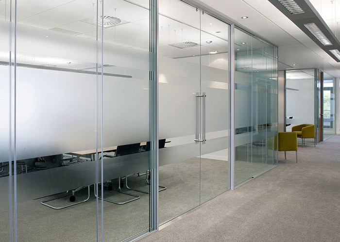 pre-fabricated Fast delivery glazed partition wall for commerial room indoor office temperature glass