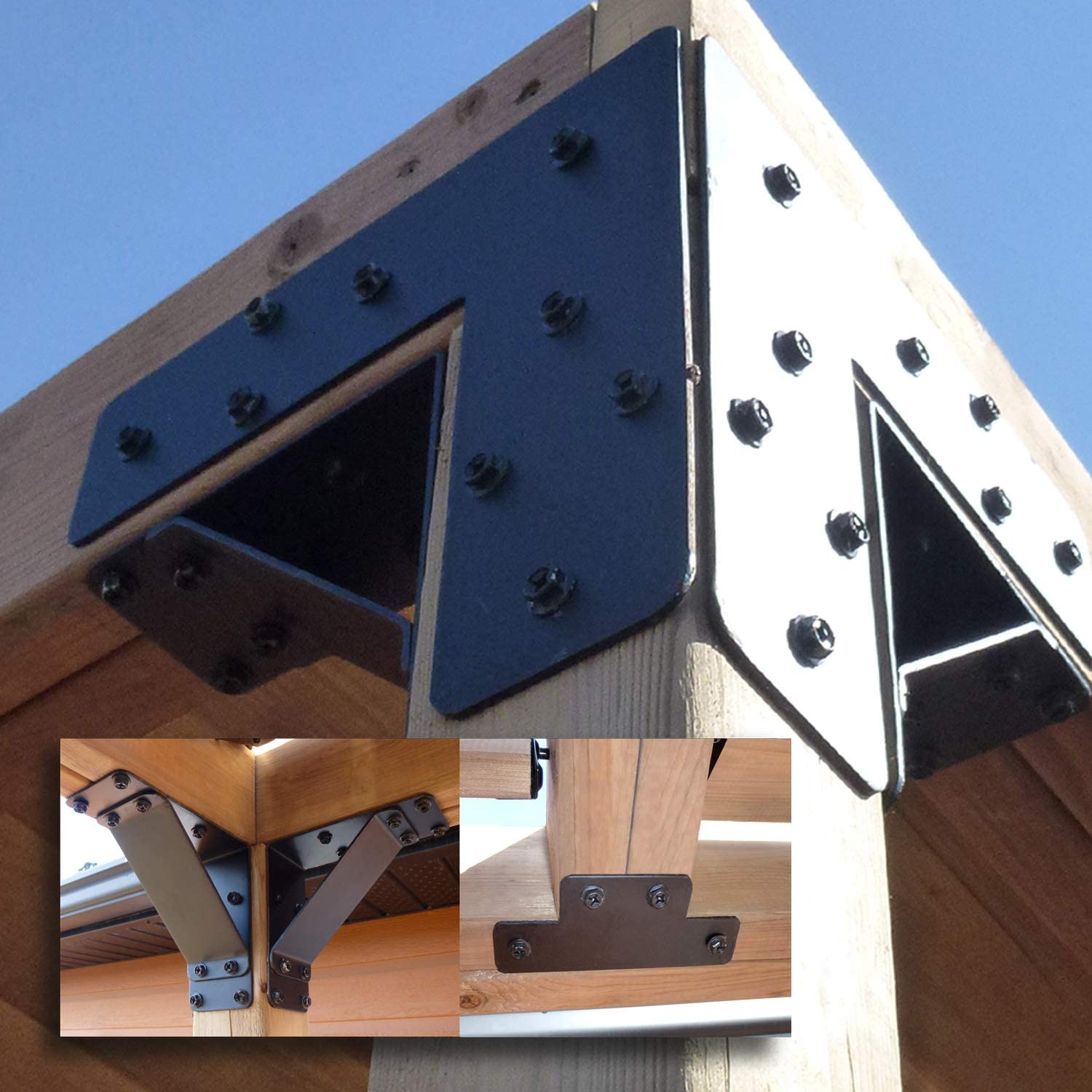 Single-side Bracket for 4x4 Corner Pergola Post Strong CNC Stamping for Durability