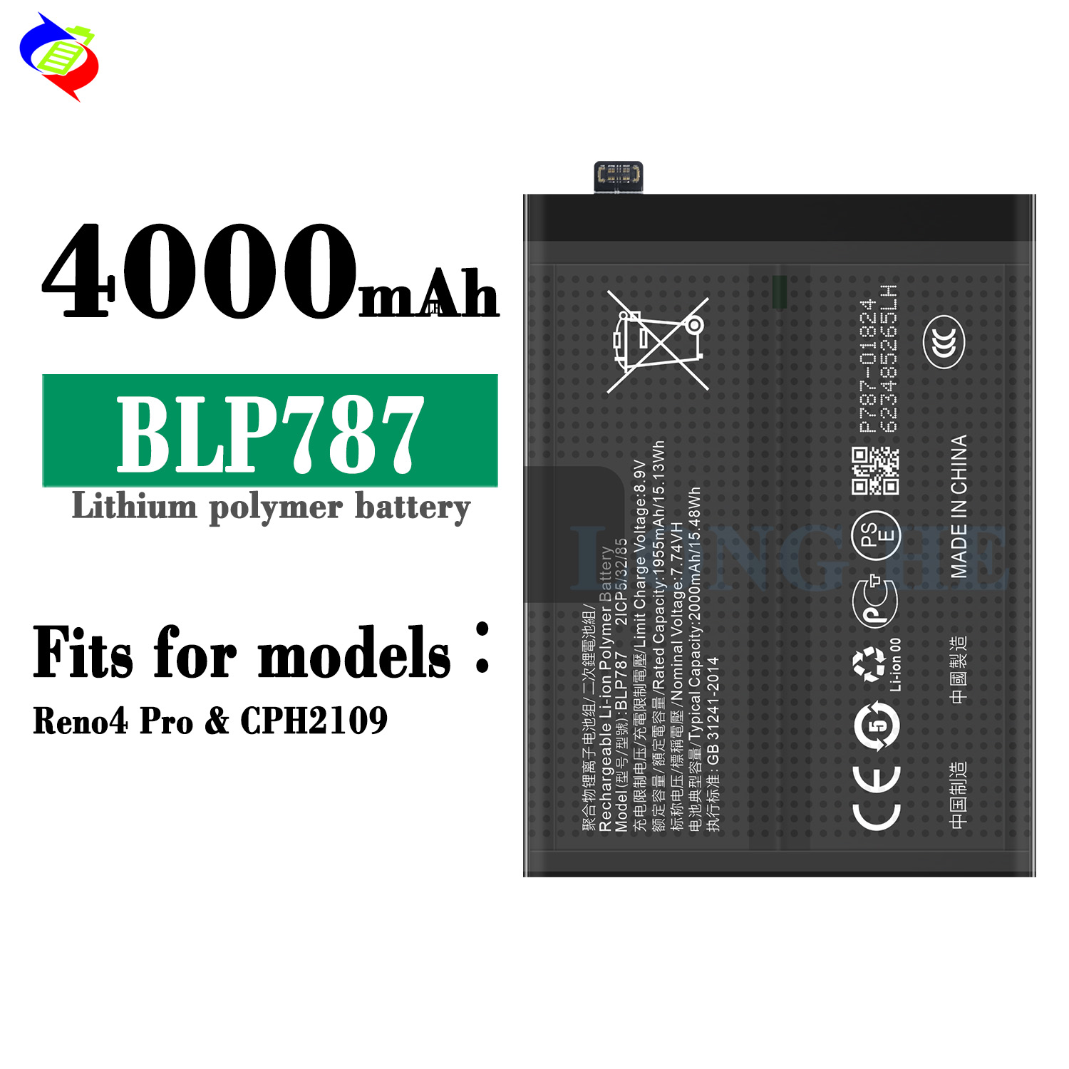 BLP787 Yellow Original Li-ion Polyer Rechargeable Battery for OPPO Reno 4 Pro CPH2109