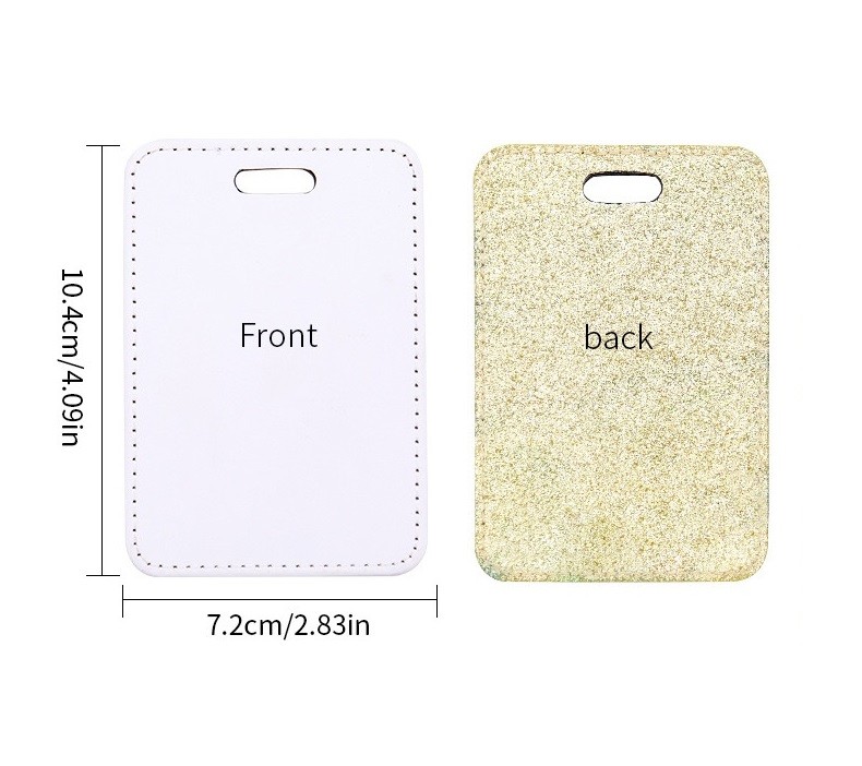 Double Sided Sparkle Custom Leather Luggage Tags For Sublimation Printing