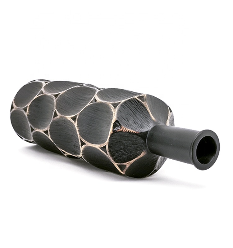 High quality creative bottle shape black luxury Polyresin vase for party table decor
