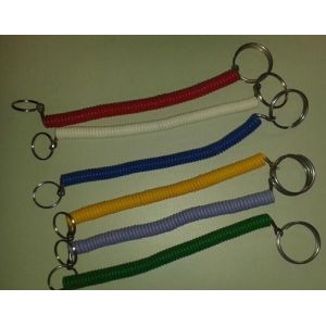Custom OEM Simple Stretchable Platic Coil Key Ring w/Rectangle Connector Ring