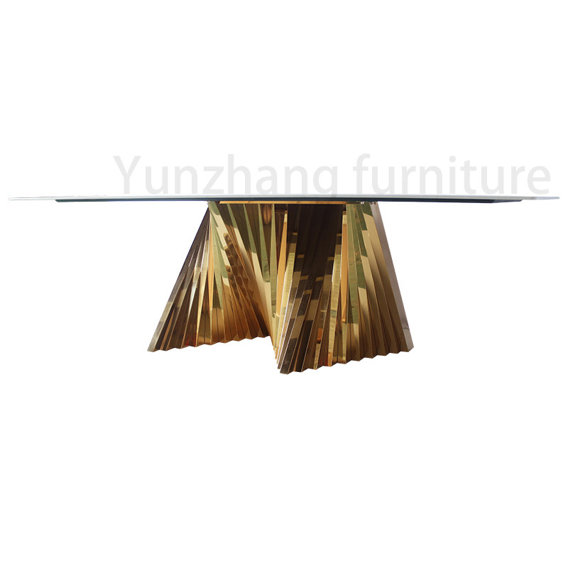 Modern villa model room marble dining table household rectangular dining table modern