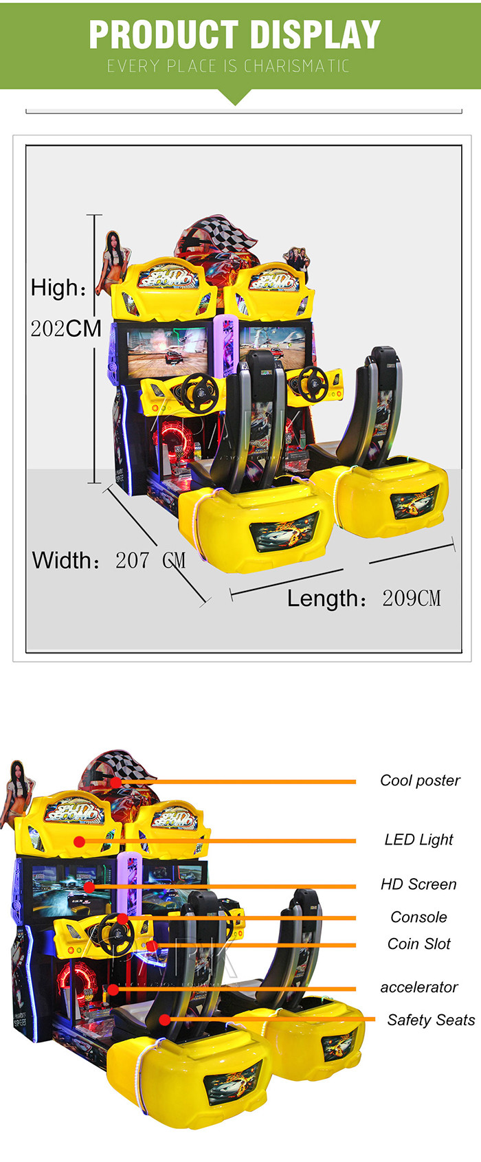 Split Second EPARK Network Racing Video Arcade Game Machine For Entertainment Gym