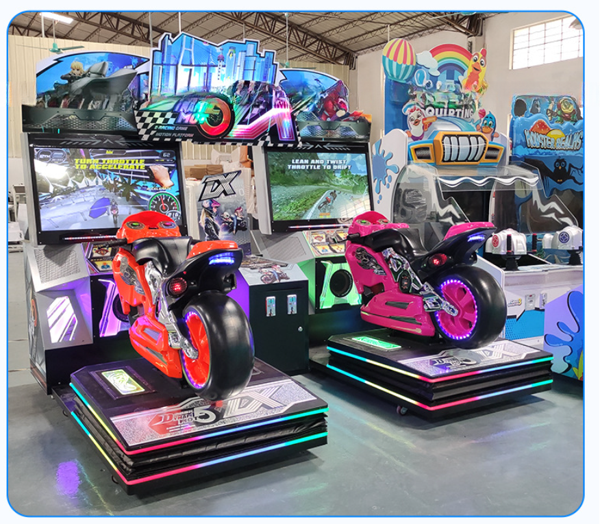 Dreamland double players arcade driving car game machine coin operated motorcycle simulator machine