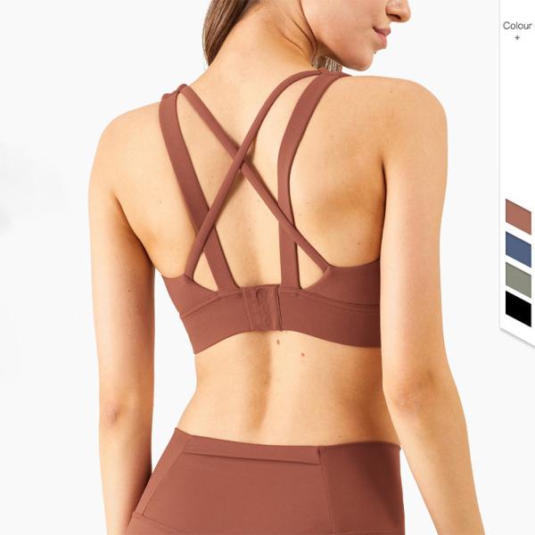 4 Colors Cross Back Padded Sexy Yoga Sports Bra Women Breathable Four Way