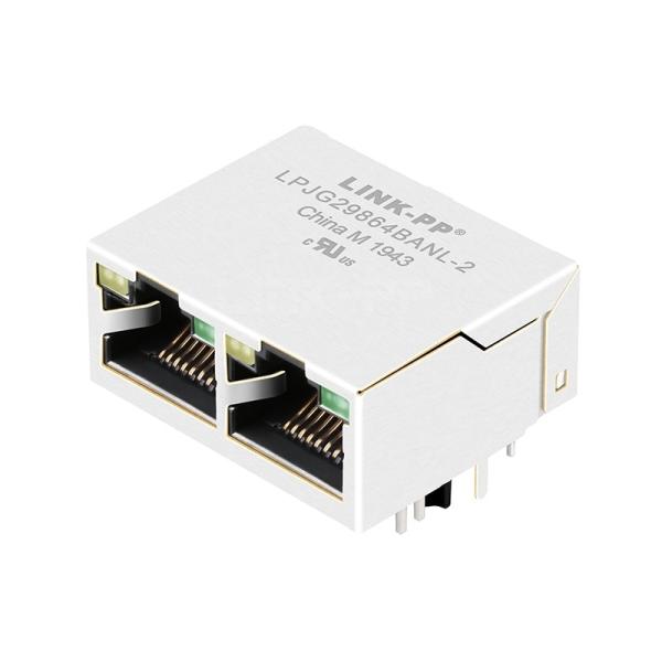 LPJG29864BANL-2 10/100/1000 Base-T Tab Up Yellow/Green LED 1x2 Port RJ45 Network