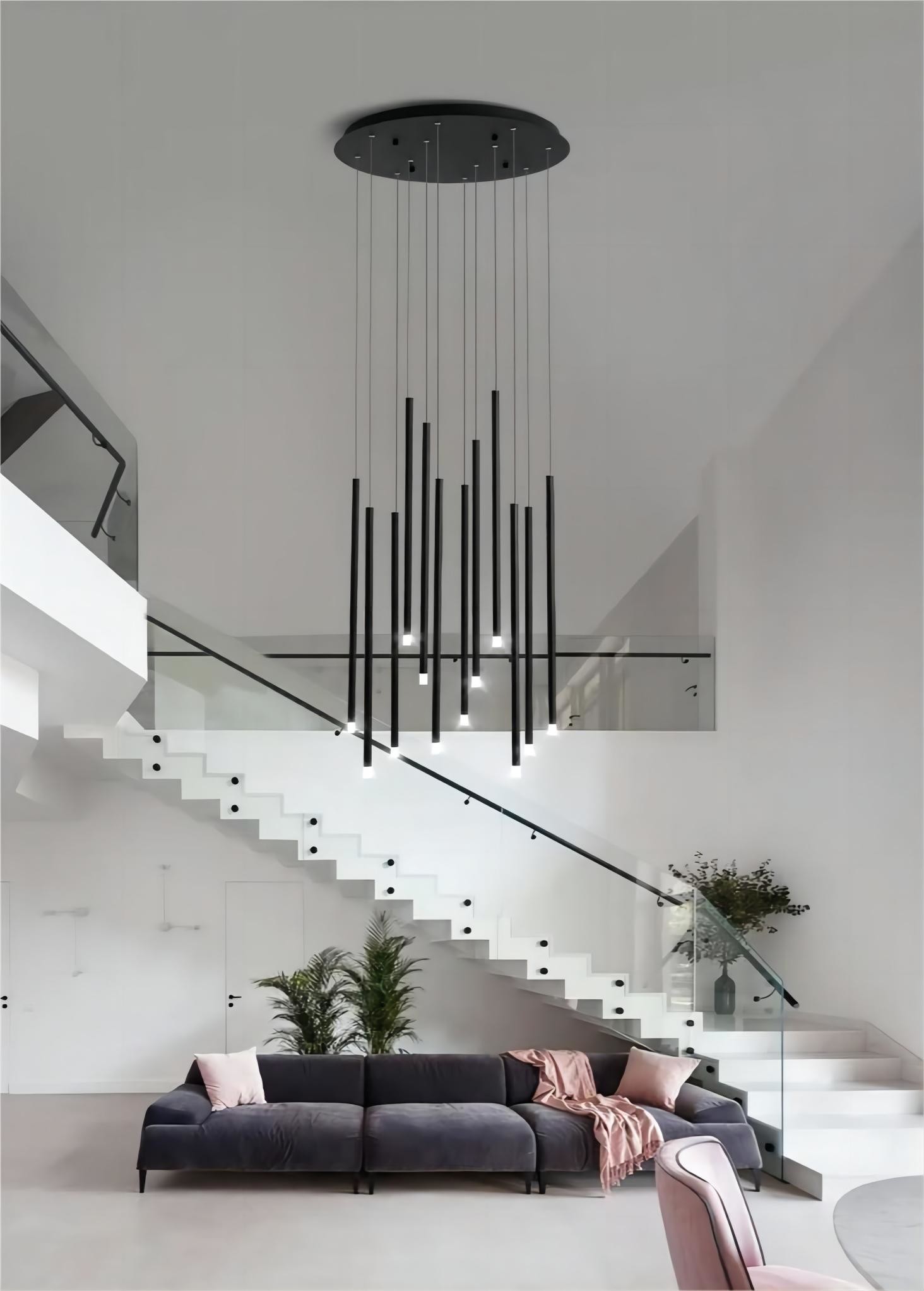 Commercial Modern Long Hanging Chandelier Gold Or Black Finishes