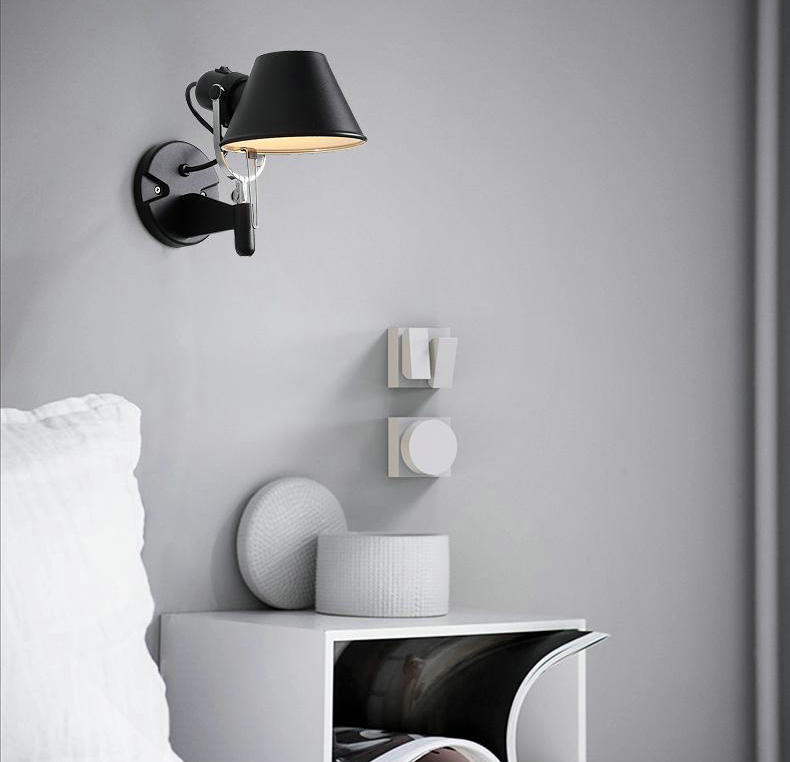 American Black Silver Wall Light E27 for Bedside Office Living Room Rotatable Long Arm Wall Lamp(WH-OR-233)