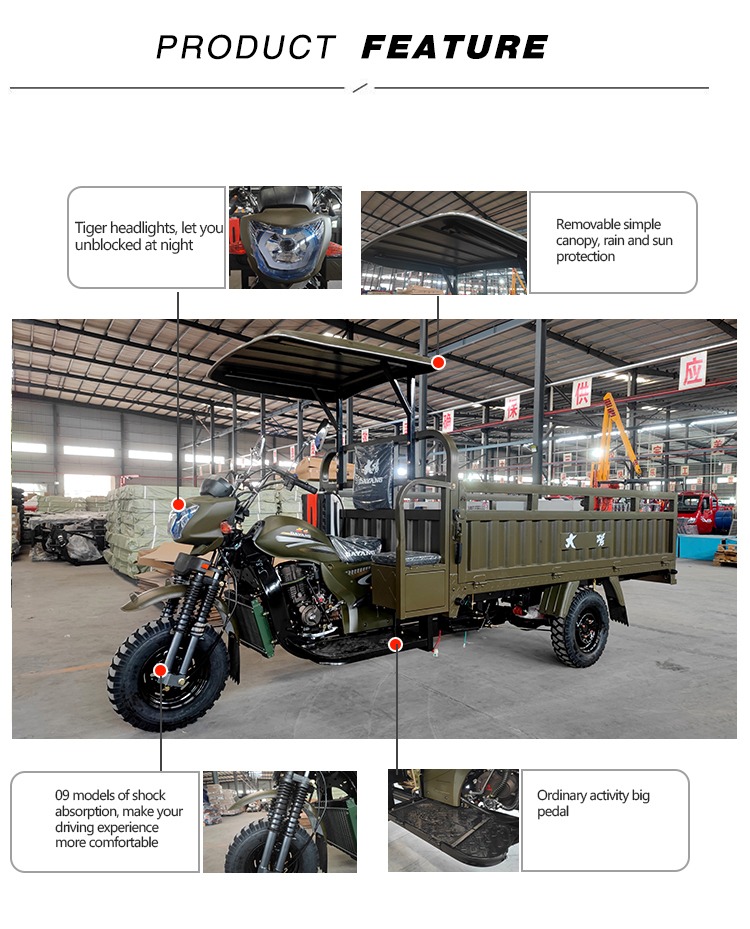 2021 Design Strong Engineering 300cc Gasoline Tricycle Scooter for Heavy Cargo Capacity