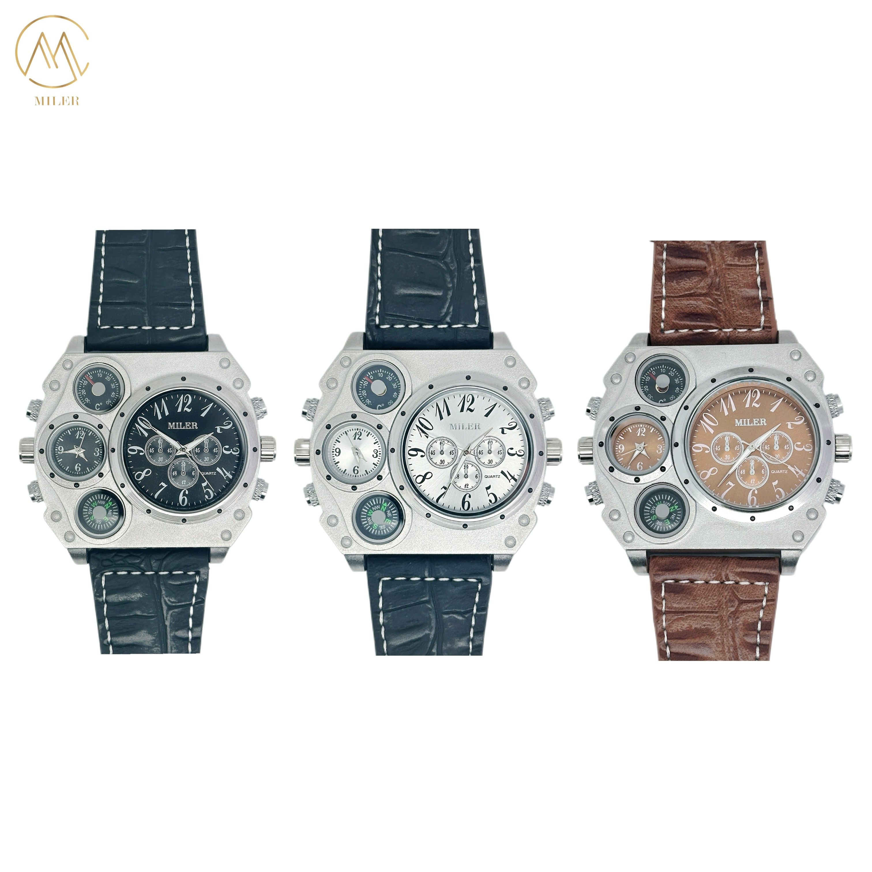 New Sport Watches Men Super Big Large Dial Male Quartz Clock Decorative Thermometer Compass Luxury Men's Wrist Watch