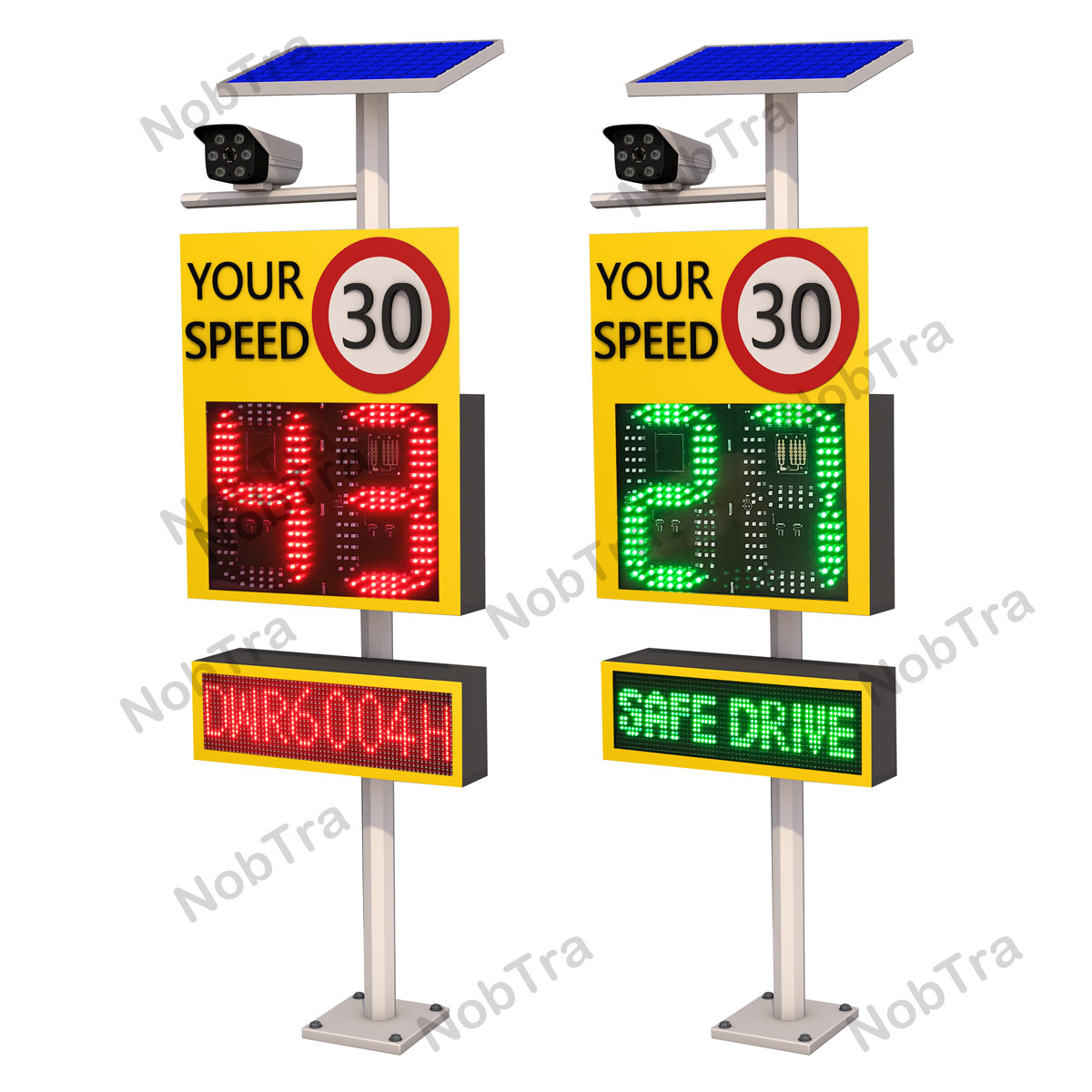 Solar Powered Radar Speed Sign with IP54 LED Display and 60W Solar Panel