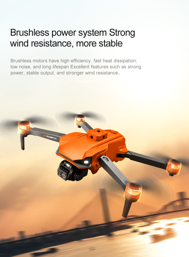 5KM Image Transmission Rg608 Pro Lift Obstacle Avoidance 8k Dual Camera Night Flash Shooting Brushless Motor 2.4g Wifi Fpv Quadcopter