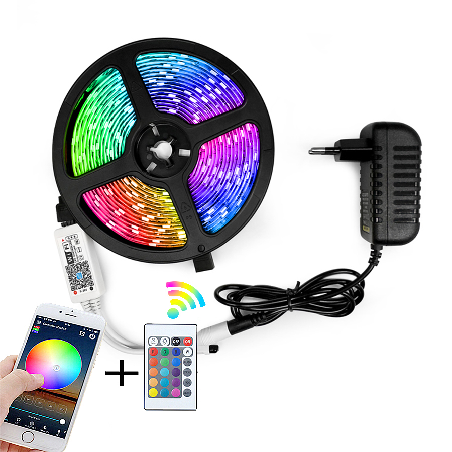 WIFI LED Strip Light 5050 RGB Lights Flexible LED Lamp Tape Ribbon RGB TV Desktop Screen BackLight Diode Tape