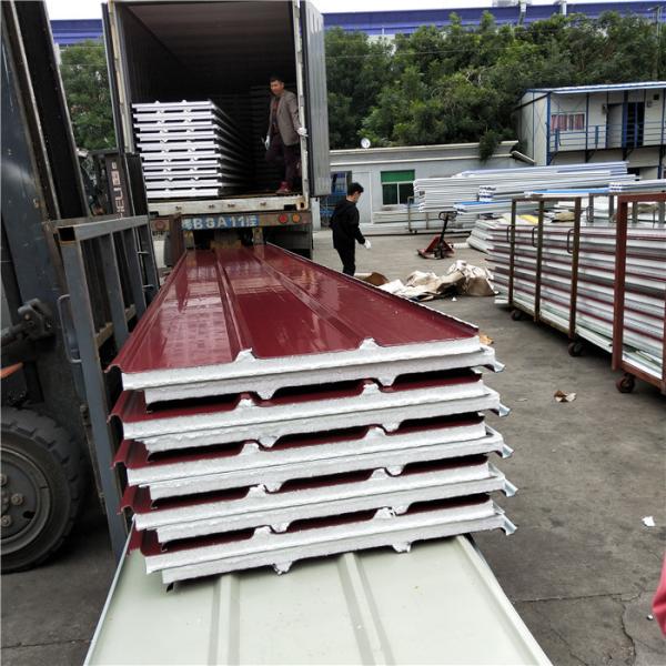 0.4mm wine red color steel 50mm eps sandwich roof panel with 14kg for prefabrica