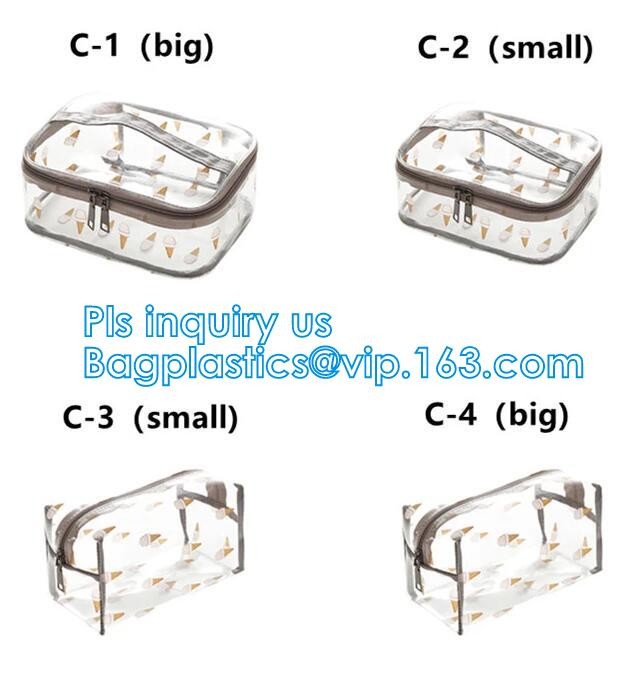 Travel Organizer Mini Cosmetics Clear Pvc Zipper Bag With Handles, vinyl pvc travel cosmetic packaging bag with zipper,