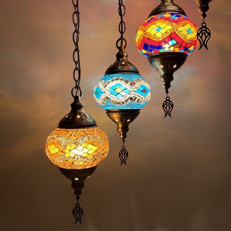 Long staircase chandelier turkish Glass handmade lampshade pendant light(WH-DC-31)