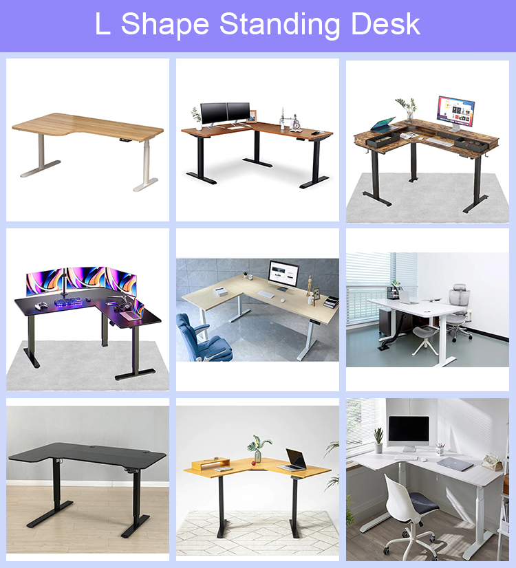 Electric Height Adjustable L Shape Study Desk with Lift Top Coffee Table Bamboo