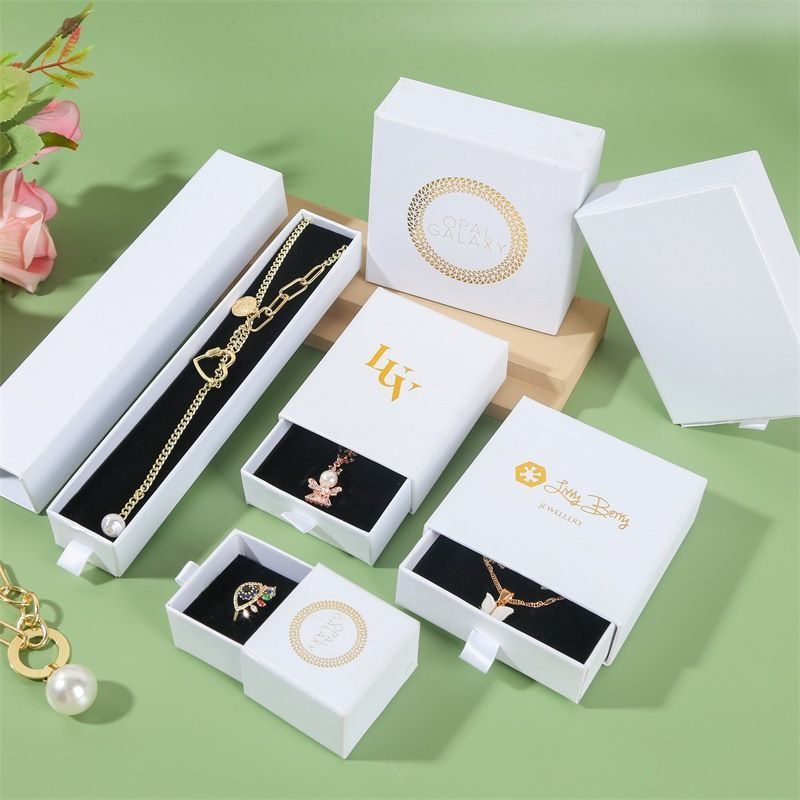 Luxury Foil Stamping Custom Logo Rigid Drawer Boxes Packaging Gift Jewellery Box