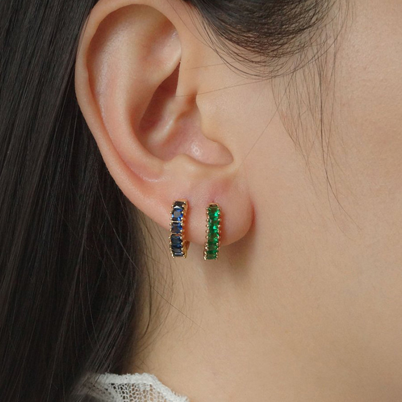 925 Sterling Silver Princess Green CZ Diamond Earrings for Women's Contemporary Look
