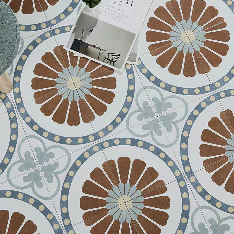 Brown And Blue Scratch-Resistant 200x200mm Floor Tiles For Kitchen And Durable Ceramic Rustic Tile For Bedroom