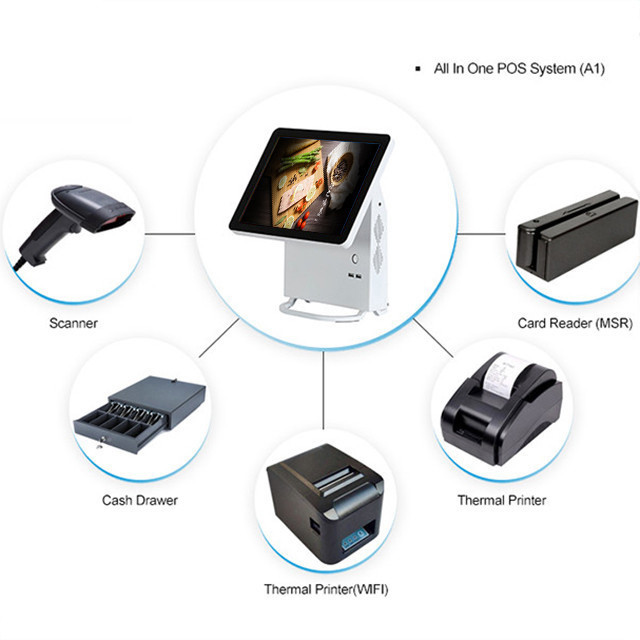 Store White Color Win 10 OS Pos Cash Register With Aluminium Alloy Housing