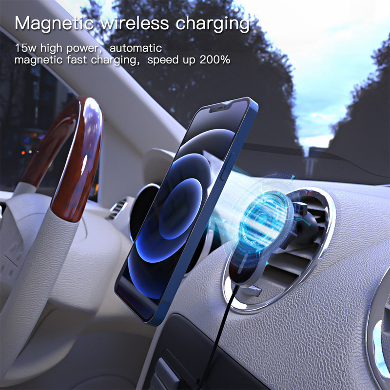 Magnetic Air Vent Quick Wireless Charger With LED Indicators Show