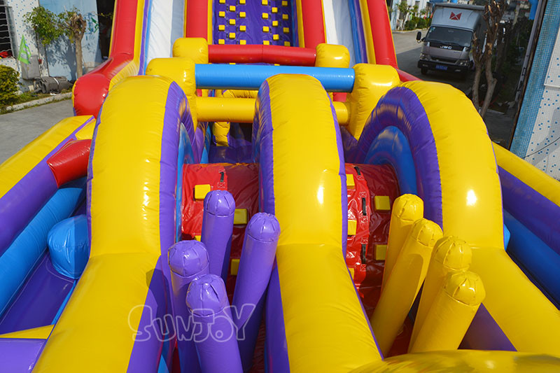 Tarpaulin Inflatable Obstacle Course Extreme Rush Obstacle Races Slide