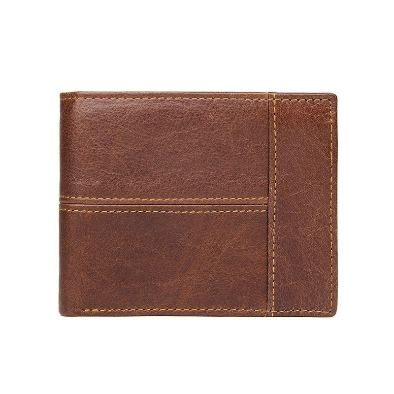 Daily Life Main Material GENUINE LEATHER Wallets For Man Anti-Theft Short Male Purses