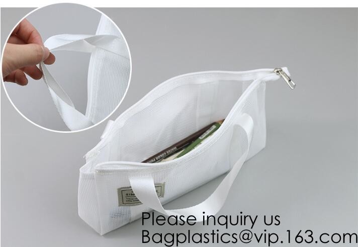 Multicolored Portable Travel Toiletry Pouch Nylon Mesh Cosmetic Makeup Organizer Bag with Zipper, bagease, bagplastics