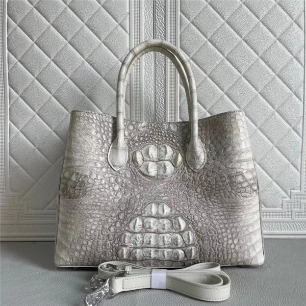 Lady Himalaya White Purse Authentic Alligator Skin Women Totes Handbag Real