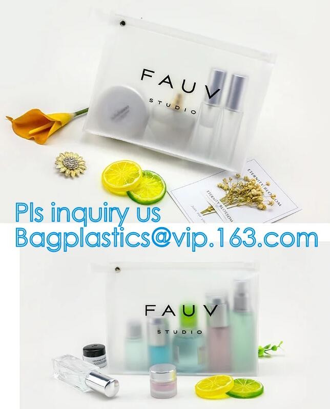 vinyl travel cosmetic bag, Frosted Slider Zipper PVC Bag for Clothes Packaging, PVC/EVA vinyl slider top zipper bag for