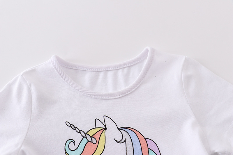 Summer Children's Clothing Cotton Fabric Dresses with Unicorn Printing Custom Wholesale Middle and Big Kids