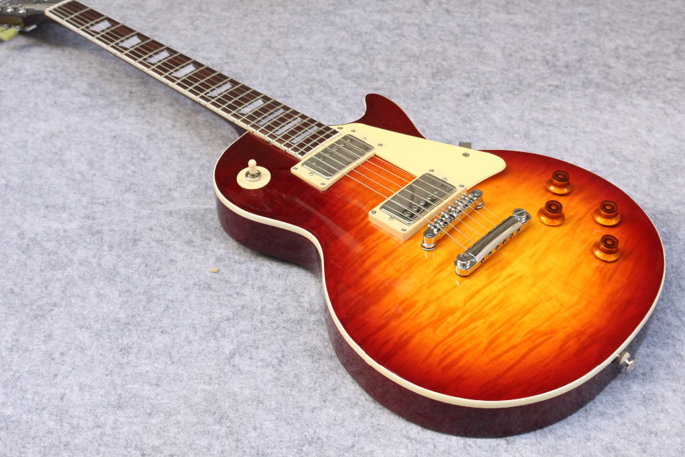 LPaul R9 Tiger Flame les Electric guitar with Chrome hardware, Maple body LP standard guitar,Free shipping
