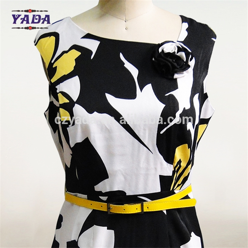 Casual high quality print simple elegant ladies western sexy night dress for spring and fall
