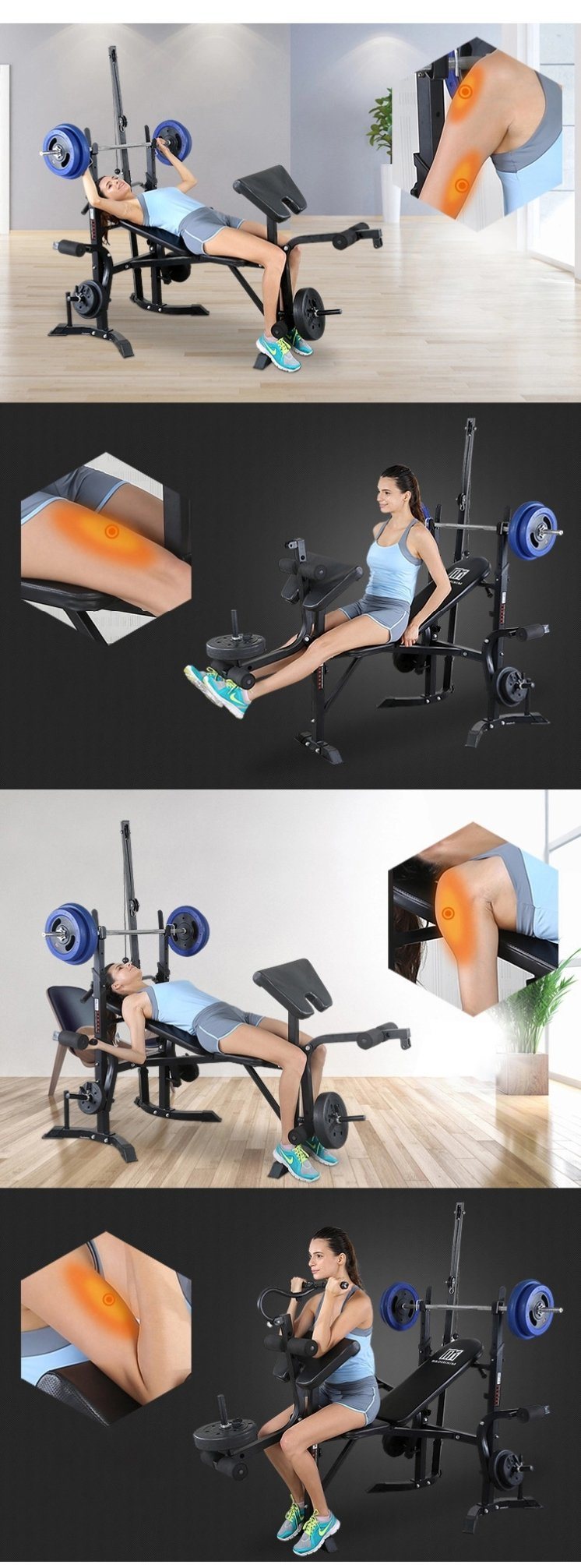Strength Fitness Equipment Home Gym Multi Adjustable Bench