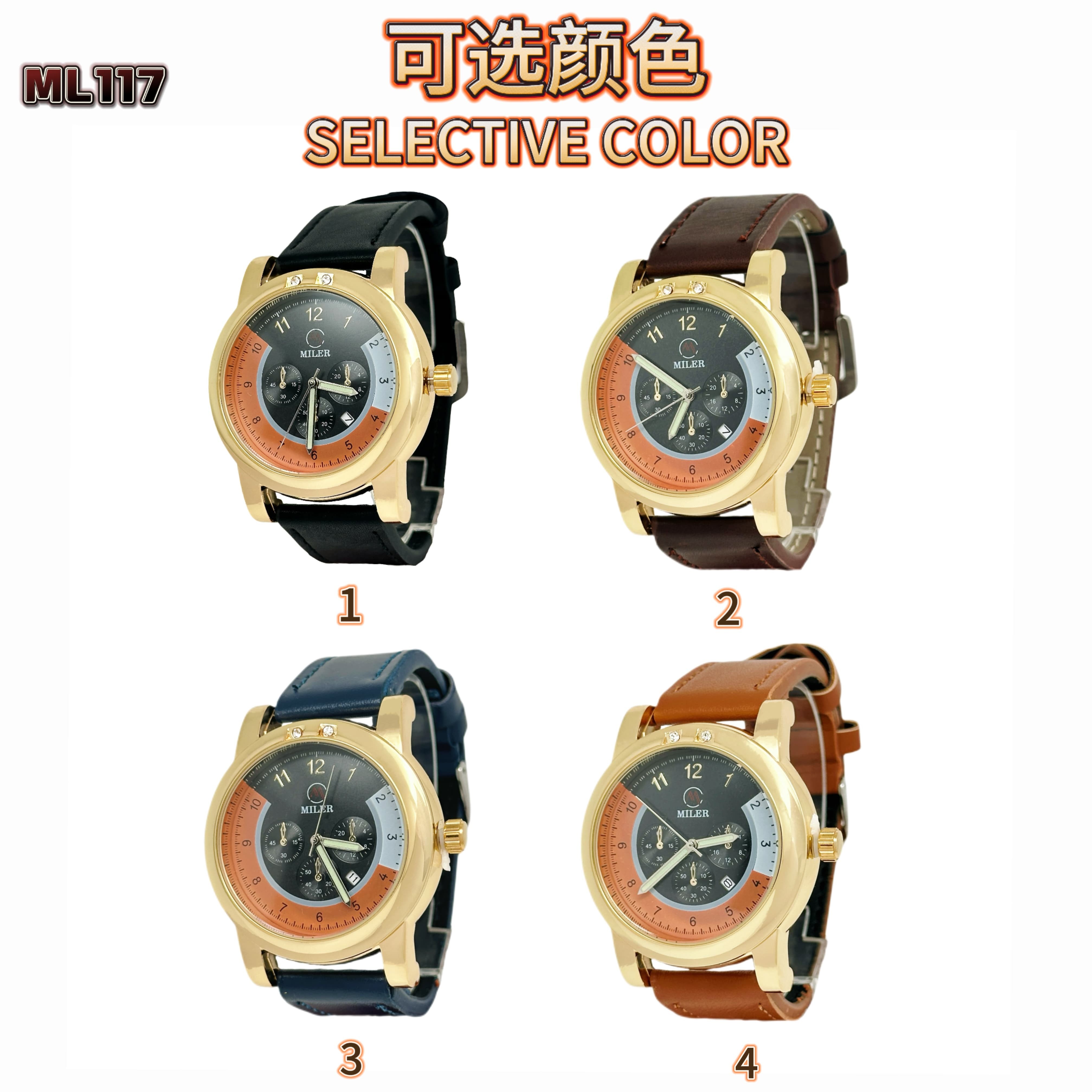 Male / Female Leather Strap Quartz Watch with Analog Display Water Resistant up to 30ATM