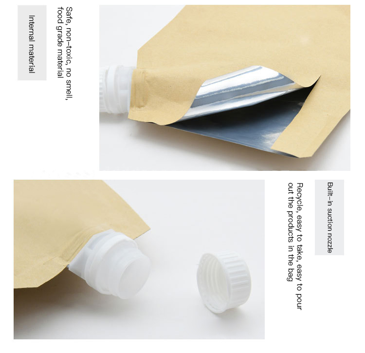 0.15MM Thickness Brown Mylar 90g Aluminum Foil Spout Pouch for Fruit Puree Packaging